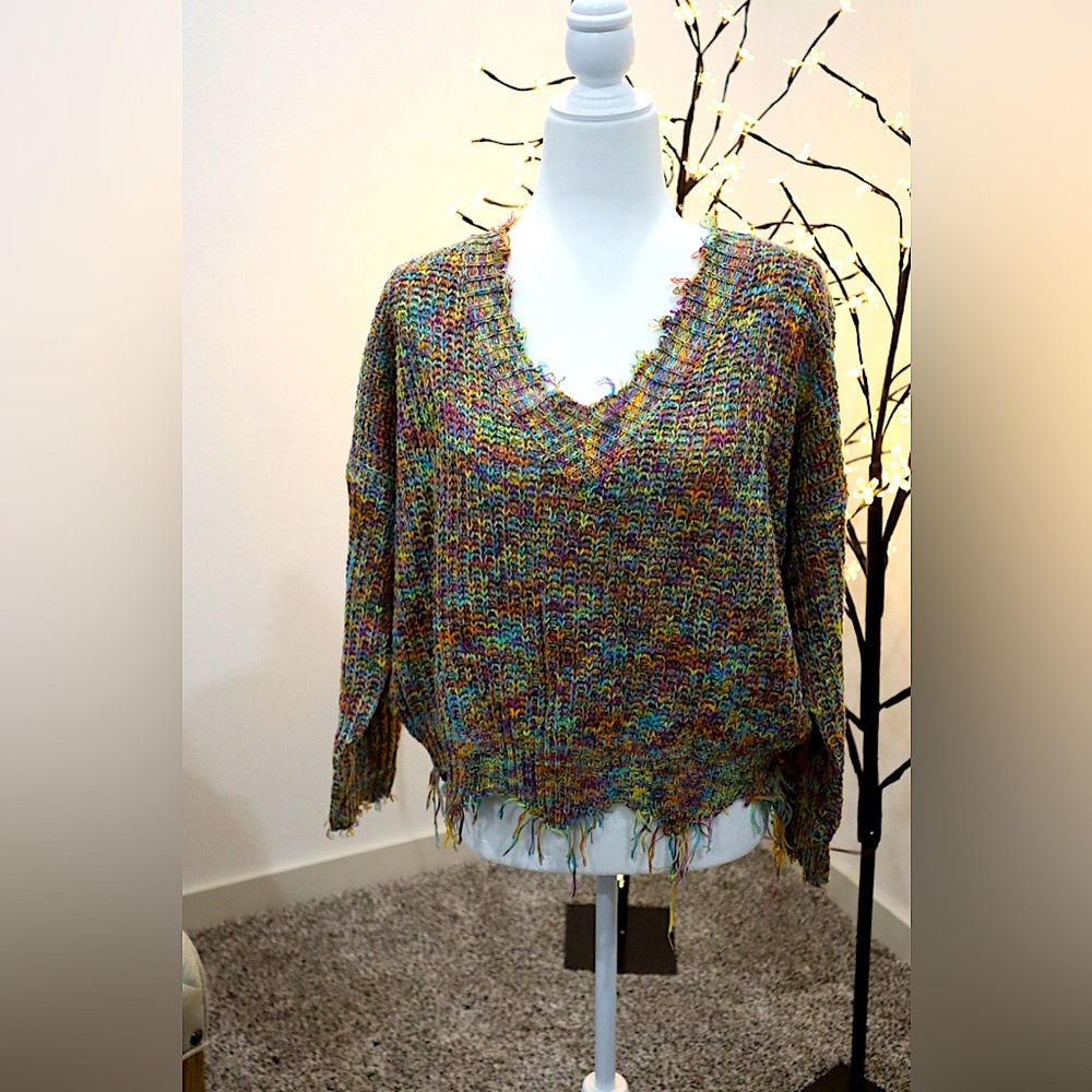 Distressed Sweater - Medium - Multi-color